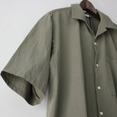 amne アンヌ　シャンブレーオープンカラーシャツ　CHAMBRAY H_s shirts　#ブラック、オリーブ