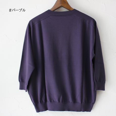 **またまたまた再入荷**  LinenYa リネンヤ as it is.　コットンクルーネック7分袖ニット　【送料無料】