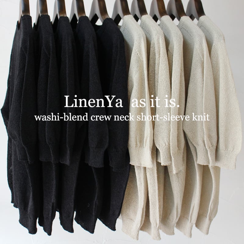再入荷** LinenYa リネンヤ as it is. 和紙混クルーネック半袖ニット #