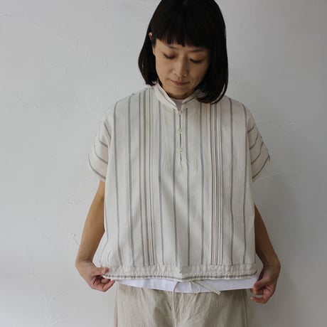 ASEEDONCLOUD アシードンクラウド　plants on cloud stripe working blouse #オフ白　【送料無料】