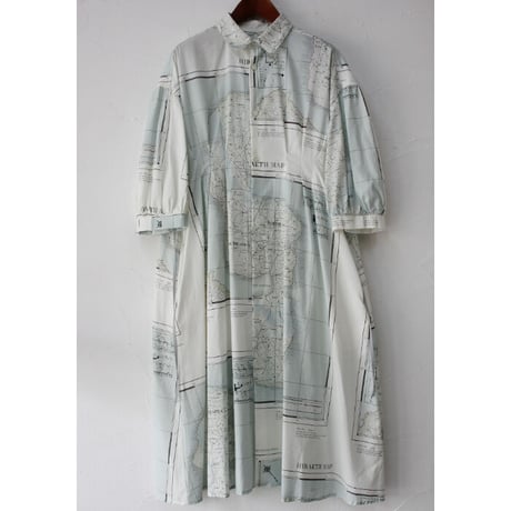 ASEEDONCLOUD アシードンクラウド　Hiraeth map print Classic one-piece #Pale blue 【送料無料】