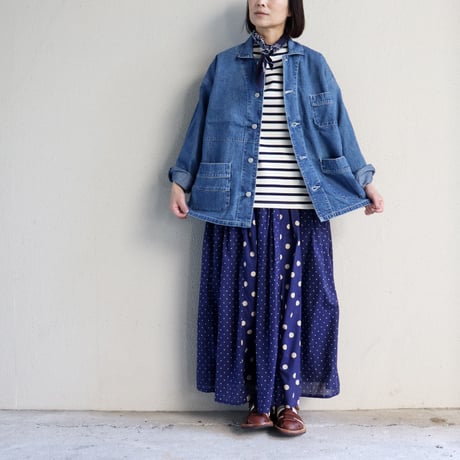 sasanqua by trees サザンカバイツリーズ　10.5オンスネップデニムカバーオール　#3year wash