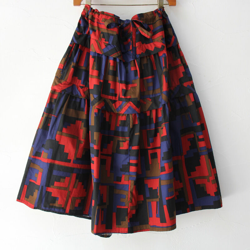 homspun ホームスパン パッチワークプリントティアードスカート