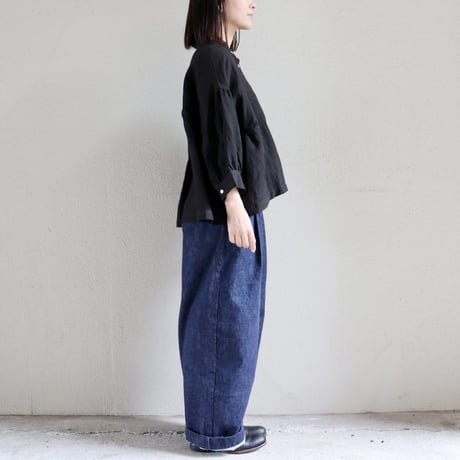**またまたまた再入荷** LinenYa リネンヤ　リネンスタンドカラーブラウス　#ブラック、ベージュ、ネイビー、チャコール、ホワイト、グレー