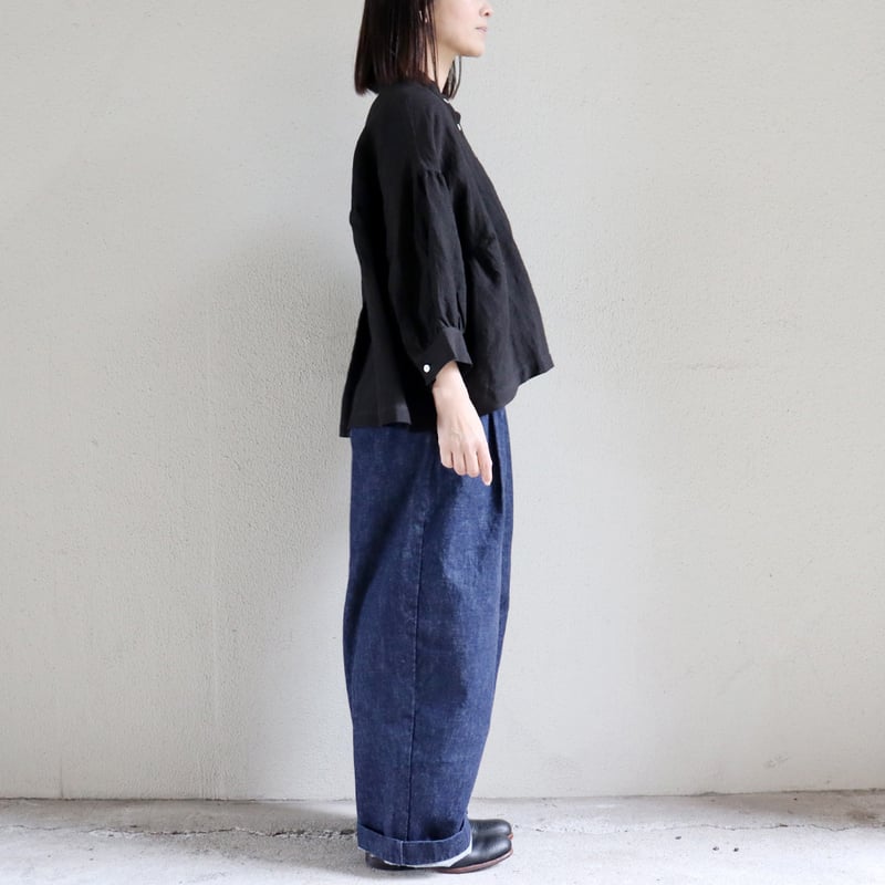 またまたまた再入荷** LinenYa リネンヤ リネンスタンドカラーブラウス