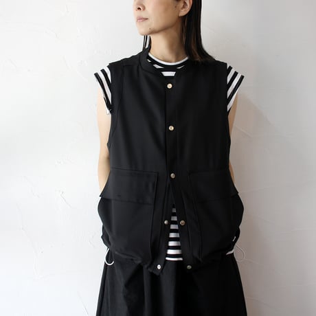 amne アンヌ　GABARDINE useful vest　#ブラック、ベージュ 【送料無料】