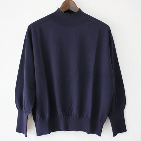 **またまたまた再入荷** LinenYa リネンヤ　as it is.　コットンモックネック長袖ニット　#ブラック、ネイビー　【送料無料】