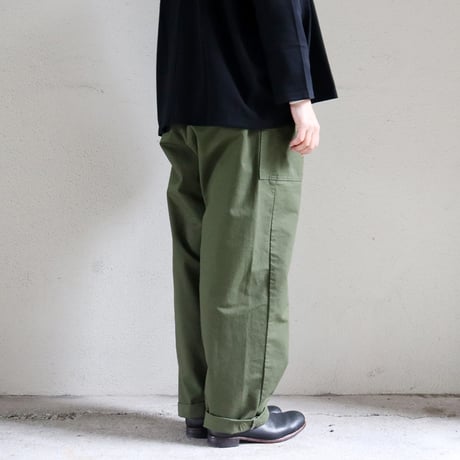 homspun ホームスパン　リップストップウエストギャザーパンツ　#オリーブ、ブラック