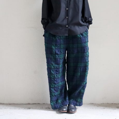 TRAVAIL MANUEL コットンウールタータンチェックインタックパンツ　#LOYAL STEWART、BLACK WATCH