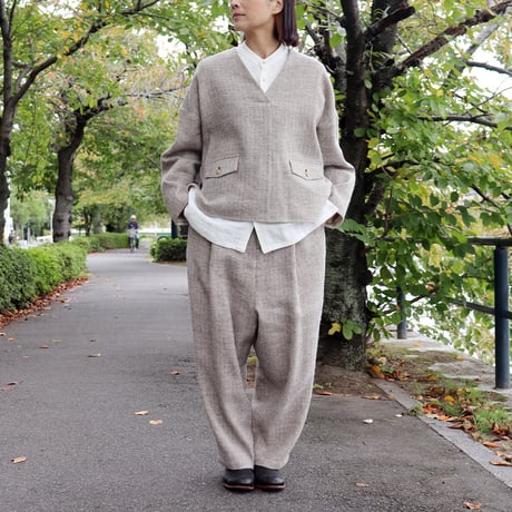 atelier naruse アトリエナルセ　シェットランドウールリネンスモック　shetland wool linen smock　【送料無料】