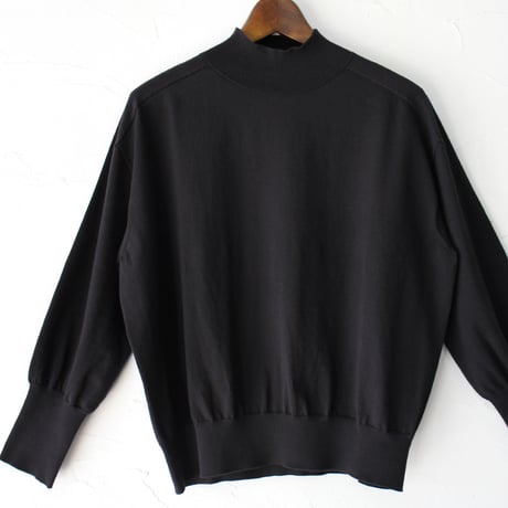 **またまたまた再入荷** LinenYa リネンヤ　as it is.　コットンモックネック長袖ニット　#ブラック、ネイビー　【送料無料】