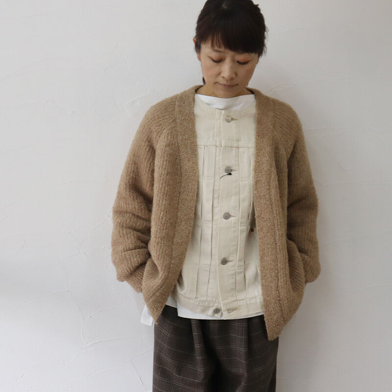 homspun ホームスパン 片畦編みカーディガン&マフラー homspun ホームスパン 片畦編みカーディガン&マフラー