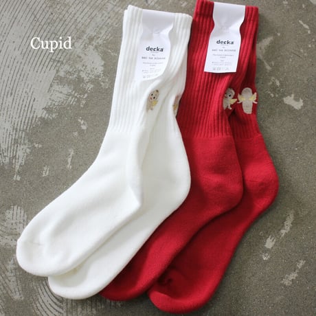 decka x BRÚ NA BÓINNE　Pile Socks - Embroidery　#ホワイト、レッド