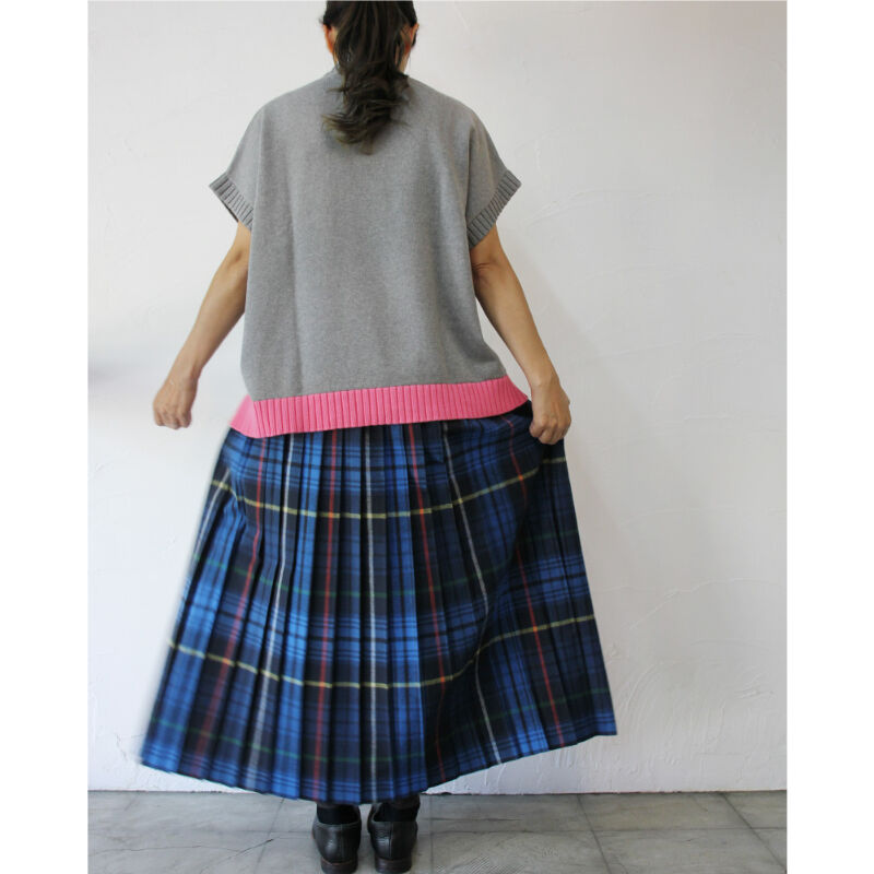 【アトリエナルセ】ニットベストプルオーバーFreeバイカラー atelier naruse アトリエナルセ コットンバイカラーフレンチ