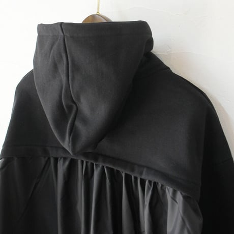 maomade マオメイド　スタンダード裏毛起毛ｘタフタフーディドロストプルオーバー　#ブラック
