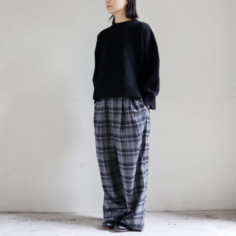 TRAVAIL MANUEL トラバイユマニュアル　トロチェック2タックワイドパンツ　#グレー、ネイビー