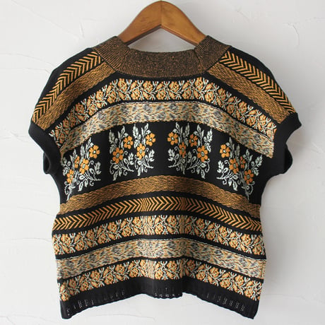 ASEEDONCLOUD アシードンクラウド　Flower Jacquard Knit Blouse #オフ白、ブラック　【送料無料】