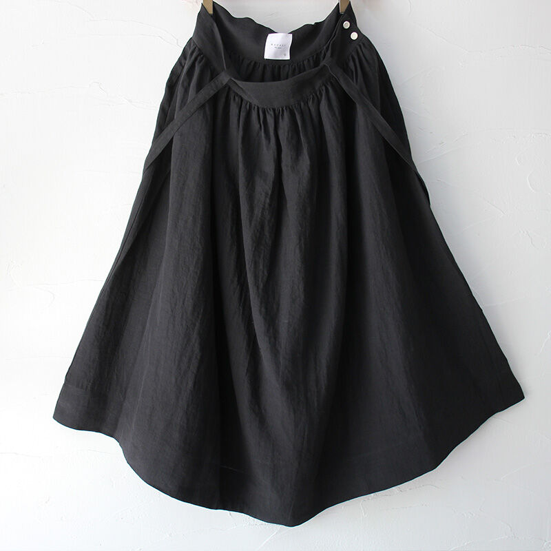 MAGALI マガリ ベルギーリネンサスペンダースカート #ブラック