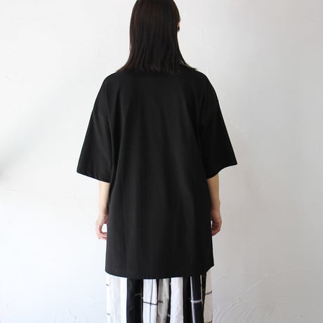 TRAVAIL MANUEL トラバイユマニュアル　ミディ天竺BIGスリットTシャツ　 #ホワイト、ブラック