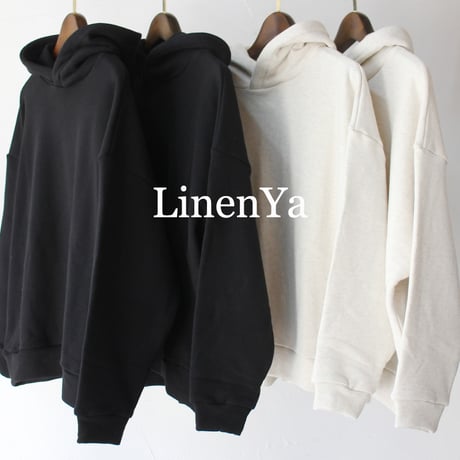 **またまた再入荷** LinenYa リネンヤ　裏毛コットンパーカー　#スミクロ、ライトグレー、オートミール、ブラック　【送料無料】