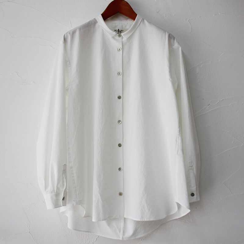 SUSURI ススリ ヘムレンシャツ #greenish black , off white