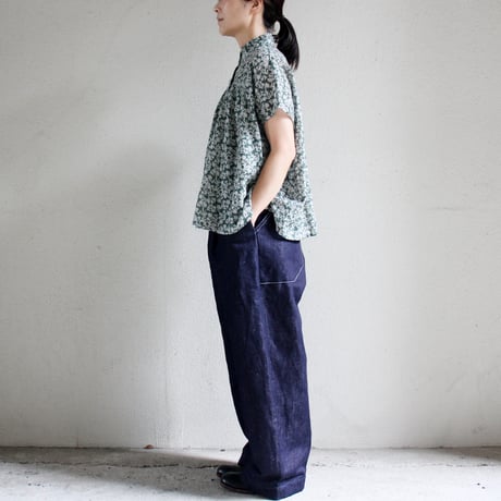 soil ソイル　80s VOILE TWO TONE FLOWER PRINT FRILL COLLAR FRENCH/SL SHIRT 【送料無料】