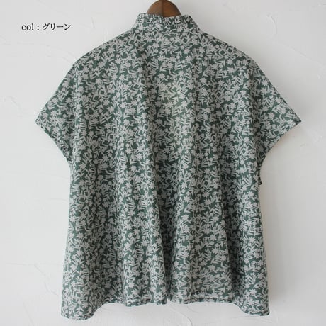 soil ソイル　80s VOILE TWO TONE FLOWER PRINT FRILL COLLAR FRENCH/SL SHIRT 【送料無料】