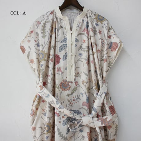 ASEEDONCLOUD アシードンクラウド　Antique flower print Jiyusou smock dress #ナチュラル【送料無料】