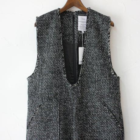 **再入荷** KAH:KI カーキ TWEED OVERALLS ツイードオーバーオール　#ブラック　【送料無料】