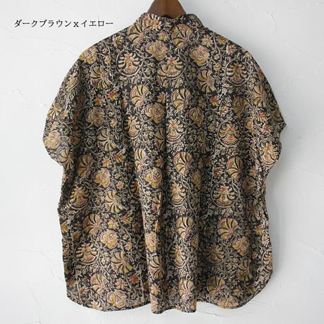 ARTE POVERA アルテポーヴェラ　インド草木染めハンドプリントスタンドフレンチシャツ
