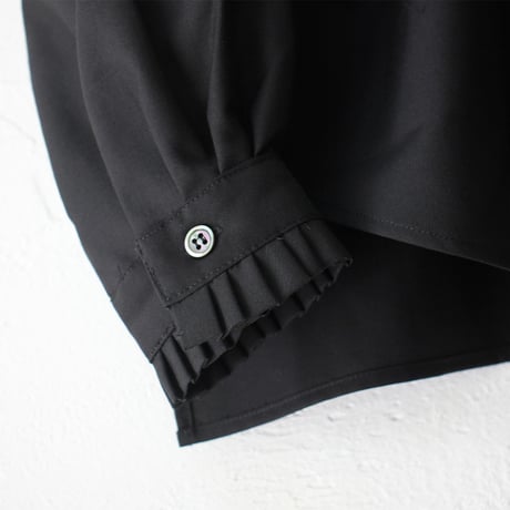 **再入荷** amne アンヌ　GABARDINE frilled blouse　ギャバジンフリルブラウス　#ブラック