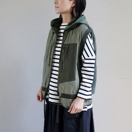 ARTE POVERA アルテポーヴェラ　チェコキルトRE-ARMEE MIXフードベスト　#オリーブMIX　【送料無料】