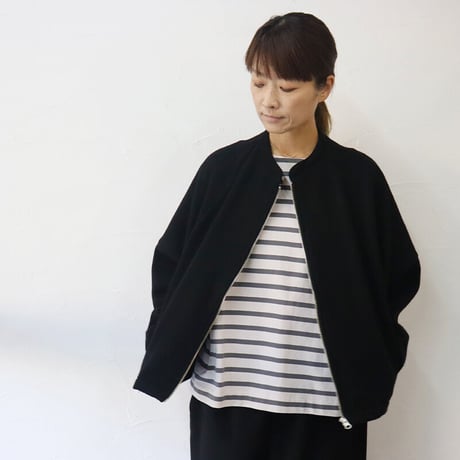 **またまたブラック再入荷** maomade マオメイド　カシミアブレンドやわらかライトメルトンジップジャケット　#ネイビー、ブラック
