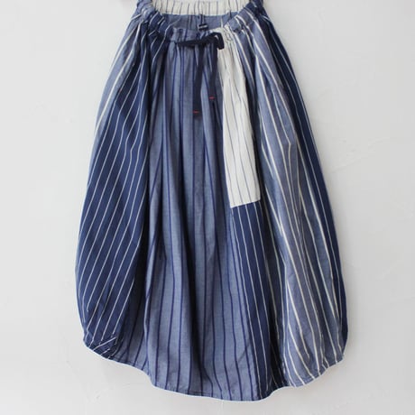 **再入荷**Tigre Brocante ティグルブロカンテ　ストライプMIXバレルロングスカート　#ネイビー【送料無料】
