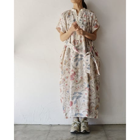 ASEEDONCLOUD アシードンクラウド　Antique flower print Jiyusou smock dress #ナチュラル【送料無料】