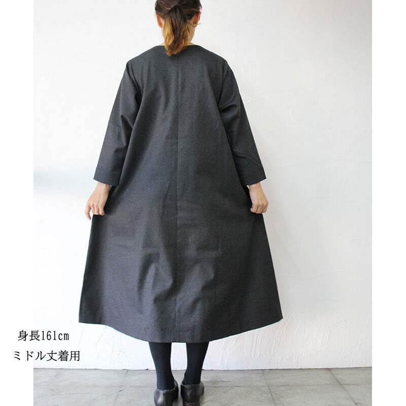 再入荷** Linenya リネンヤ ウール起毛サイドギャザーワンピース