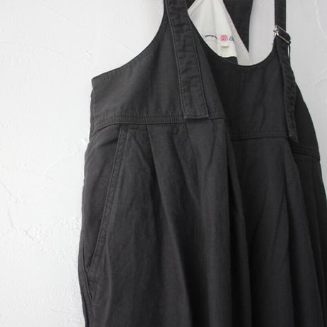 Brocante ブロカント　綿麻バックサテンバロンサロペット Ballon salopette #ベージュ、オリーブ、ブラック