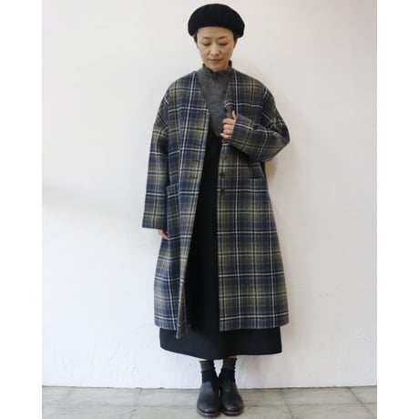 atelier naruse アトリエナルセ　タータンチェックツィードコクーンコート｜tartan check tweed cocoon coat
