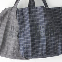 homspun ホームスパン　C/Lチェックロゴプリント入りトートバッグ　#グレーチェック、ネイビーチェック