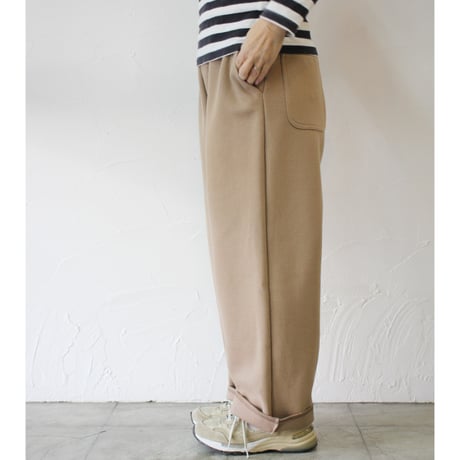 ARTE POVERA アルテポーヴェラ　刺し子風コットン天竺ワイドパンツ　#スミクロ、ベージュ
