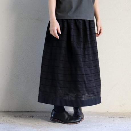 MAGALI マガリ　ガーメントダイ・コットンレース・サイドボタンスカート　#ブラック