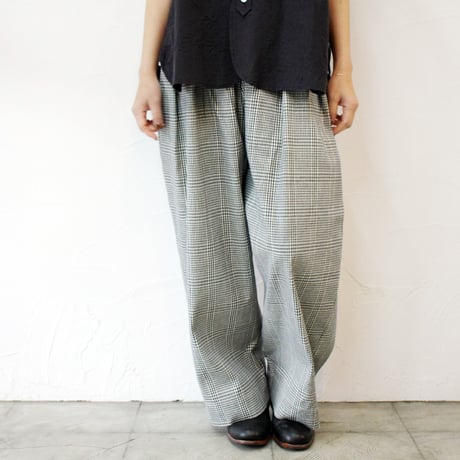 ARTE POVERA アルテポーヴェラ インディゴグレンチェック2タックイージーパンツ　#シロｘインディゴ