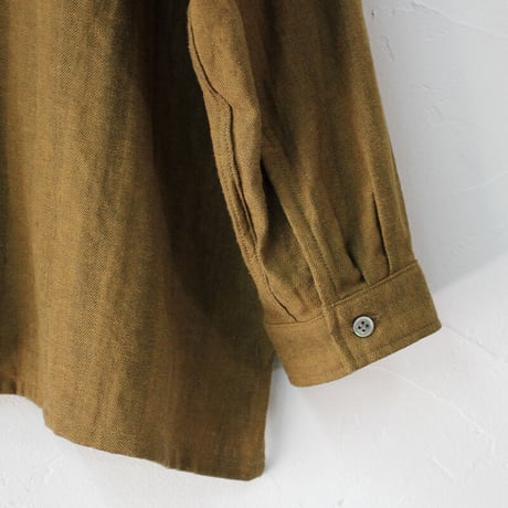 ARTE POVERA アルテポーヴェラ　コットンリネンへリンボン裏毛ボックスシャツ　#キャラメル、ブラウン 【送料無料】