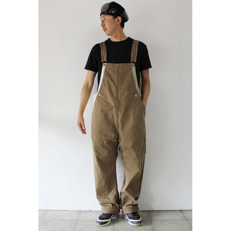 FUNSET OF ART ファンセットオブアート　シャトルチノフィッシャーマンオーバーオール　♯カーキベージュ　【送料無料】