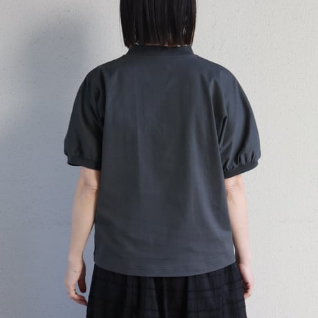 MAGALI マガリ コットン天竺・ギャザースリーブカットソー # チャコール、サビブルー、アイボリー