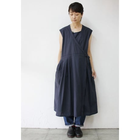 homspun ホームスパン　カシュクールノースリーブワンピース　#ネイビー