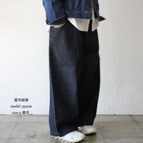 **再入荷** atelier naruse アトリエナルセ　コットンデニムタックパンツ　cotton denim tuck pants　#インディゴ