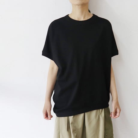 TRAVAIL MANUEL トラバイユマニュアル　ギザ天竺バインダーアシメTシャツ　#WHITE , BLACK , ST-BLUE