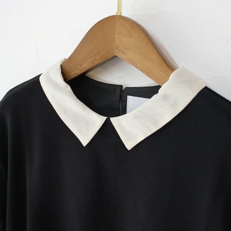 MAGALI マガリ　ループバックコットンオーガンジー襟カットソー　#アイボリー、ブラック