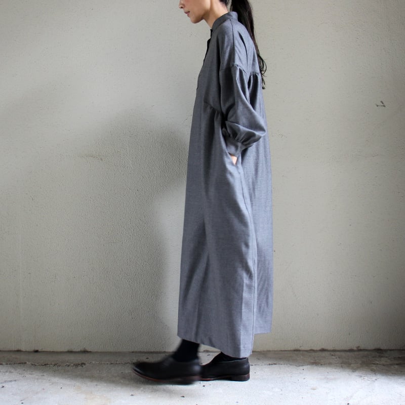再入荷** LinenYa リネンヤ ウールサキソニー長袖スタンドカラー